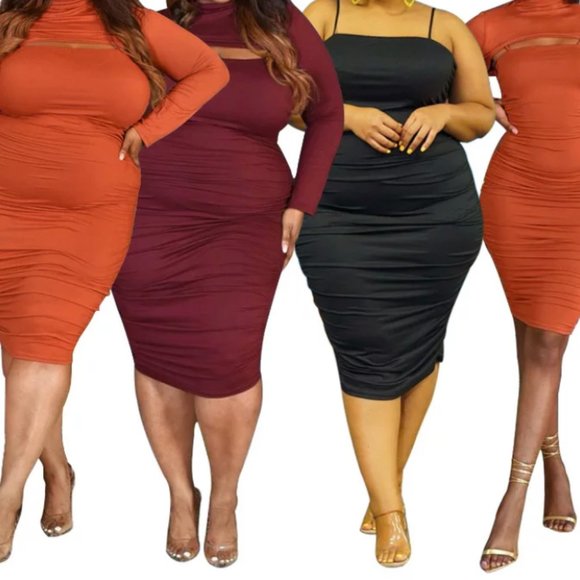 CURVE CLIQUE BODYCON DRESS - BLACK - Picture 2 of 3